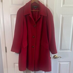 Wool 2X winter coat lined London Fog Women's Red Single-Breasted mid length
